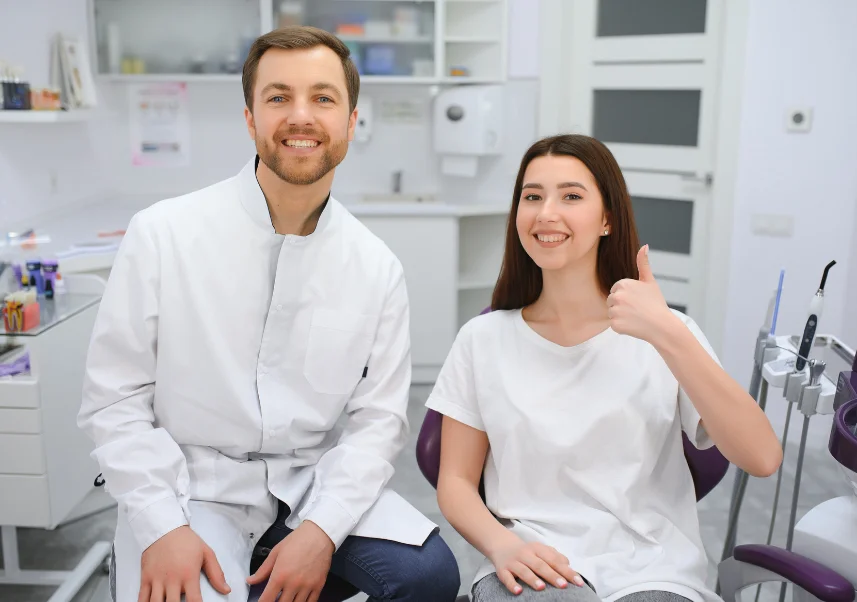 Dentist in scrubs